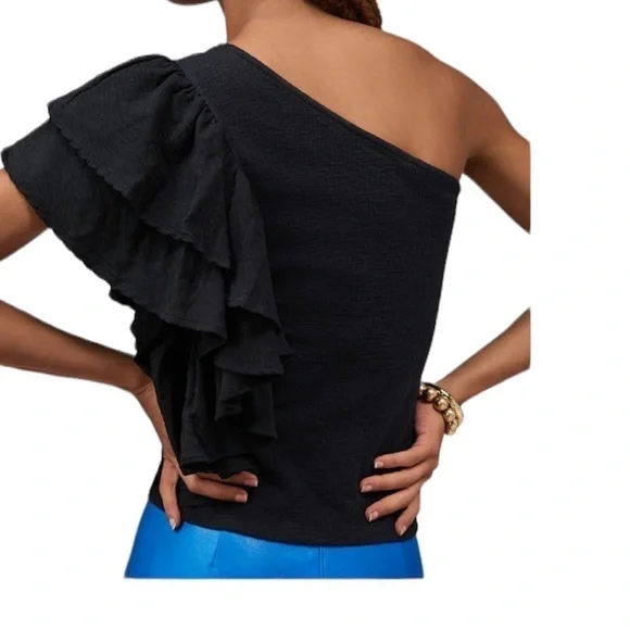 Anthropologie Ruffled One-Shoulder Top XL - Picture 2 of 4